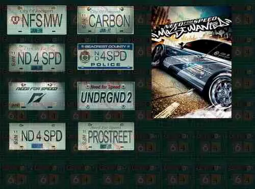 Need for Speed License Plates decal sheet